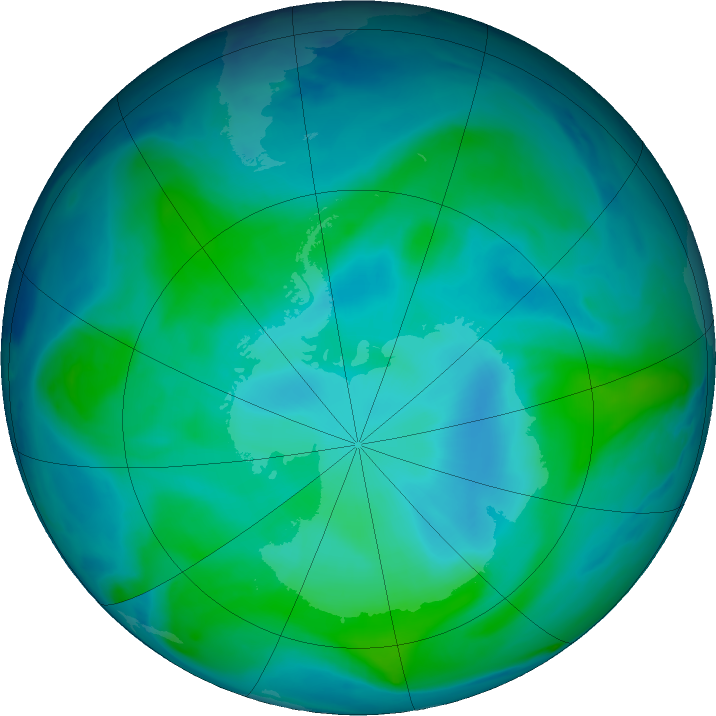 Antarctic ozone map for 10 February 2024